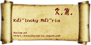 Kálnoky Mária névjegykártya